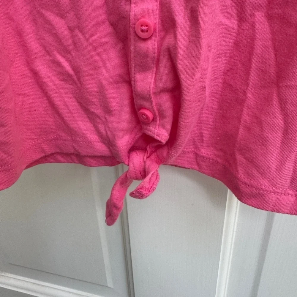 The Children's Place 2T Girls Button Down Pink Tank Top with Tie Front Detail